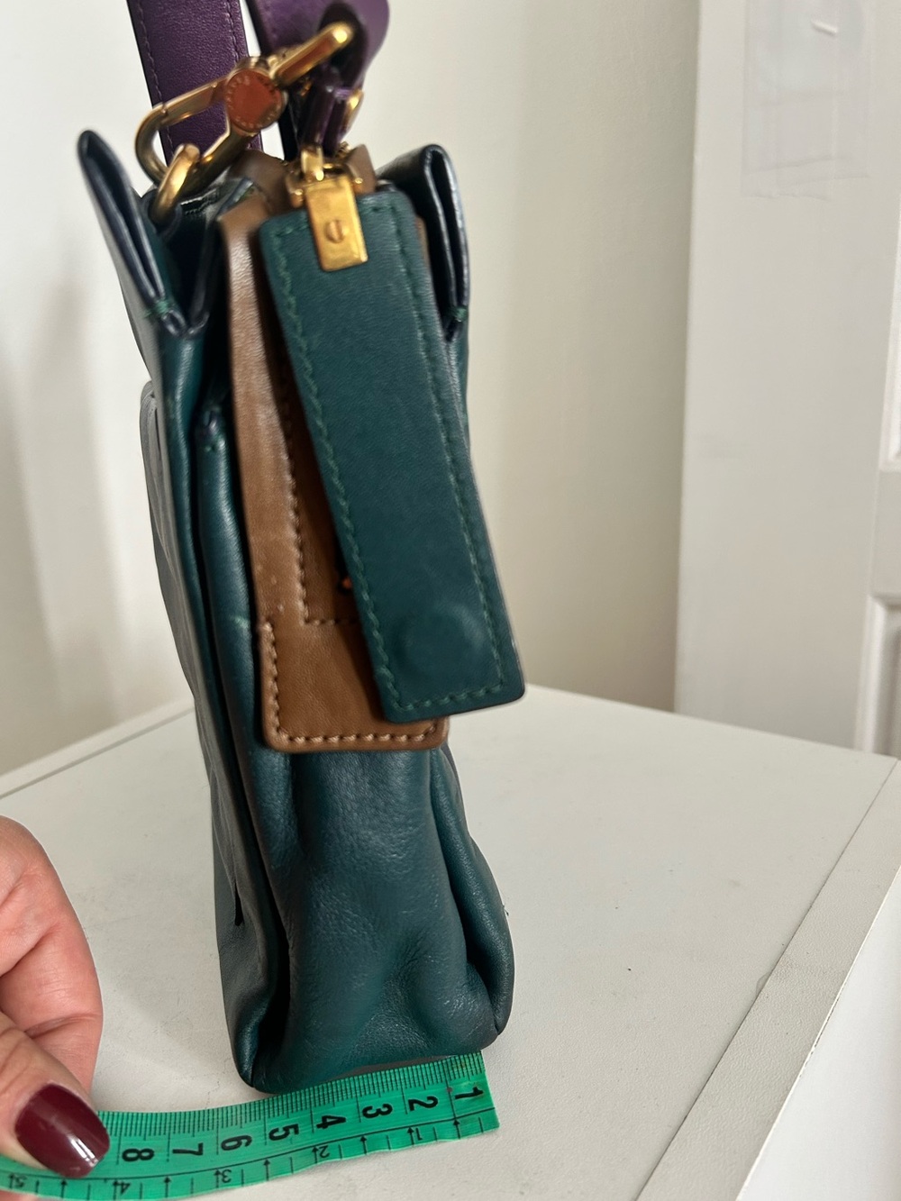 Marc by Marc Jacobs Colorblock Leather Crossbody Bag Teal Navy Purple